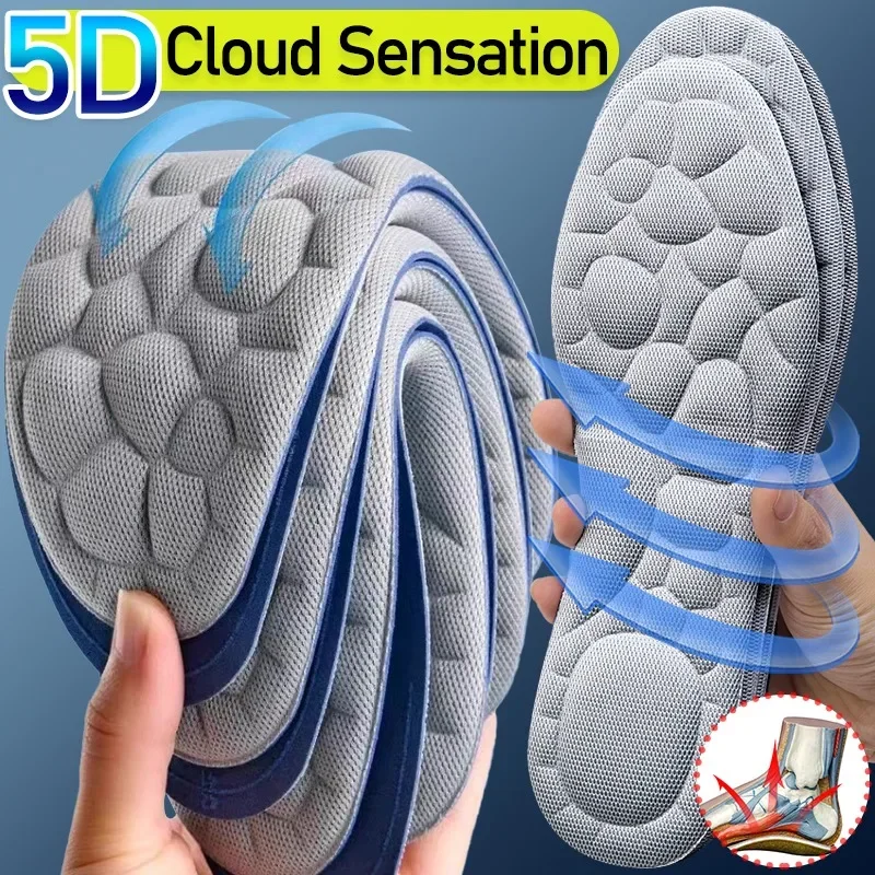 

Массажные стельки 5D Cloud из хлопка, защита от запаха, поглощение пота, эластичные амортизирующие дышащие, подушка для ног