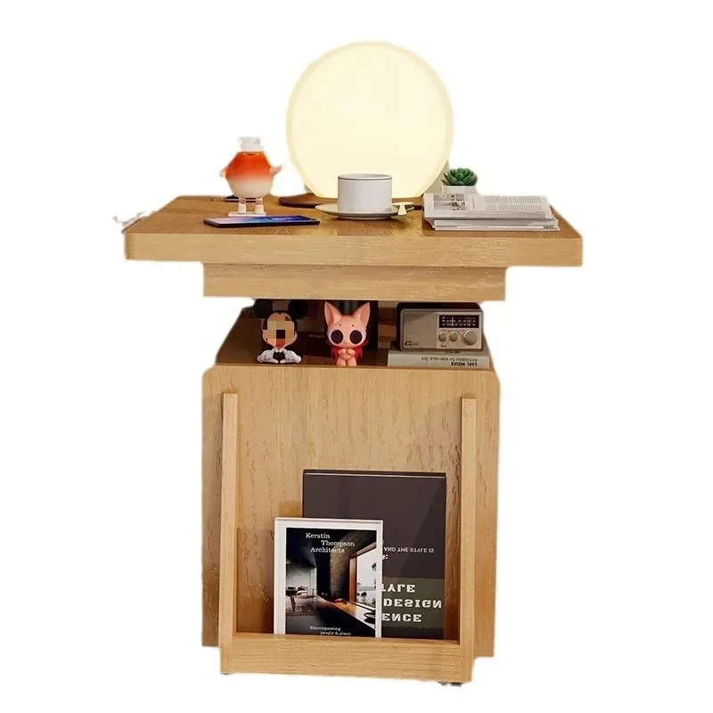 

Foldable solid wood coffee table mobile lifting dining table tea cabinet multi-functional tea cart