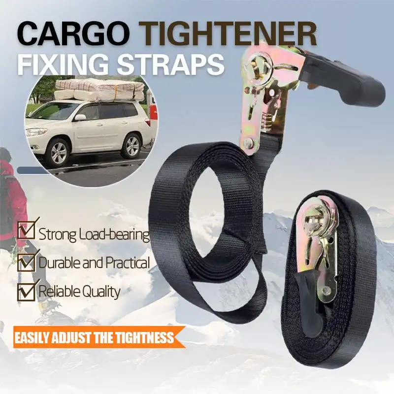 Adjustable Cargo Strap Retractor Strong Nylon Ratcheing Strap with Metal Buckle for transport Cargo Sturdy Durable Loading Tool