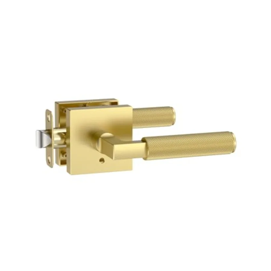 

Door Handles, Door Handles Interior, Knurled Gold Door Lever, Heavy Duty Bedroom and Bathroom with Lock, Reversible Keyless for