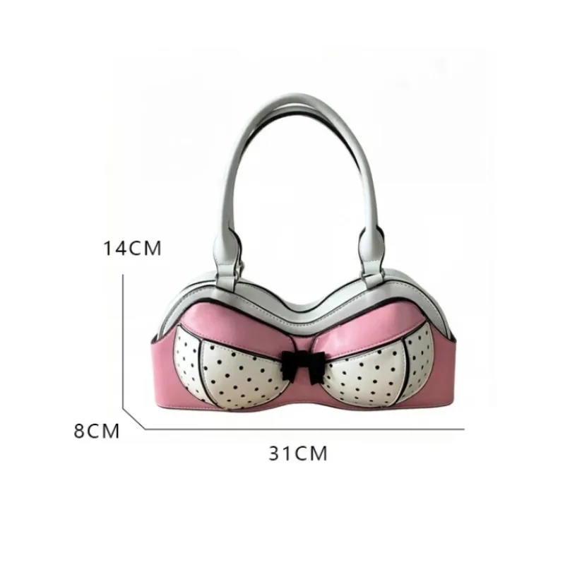 2026 New Women Bag Y2K PU Dot Lace Bow Fashion Sweet Shoulder Bag Handbag