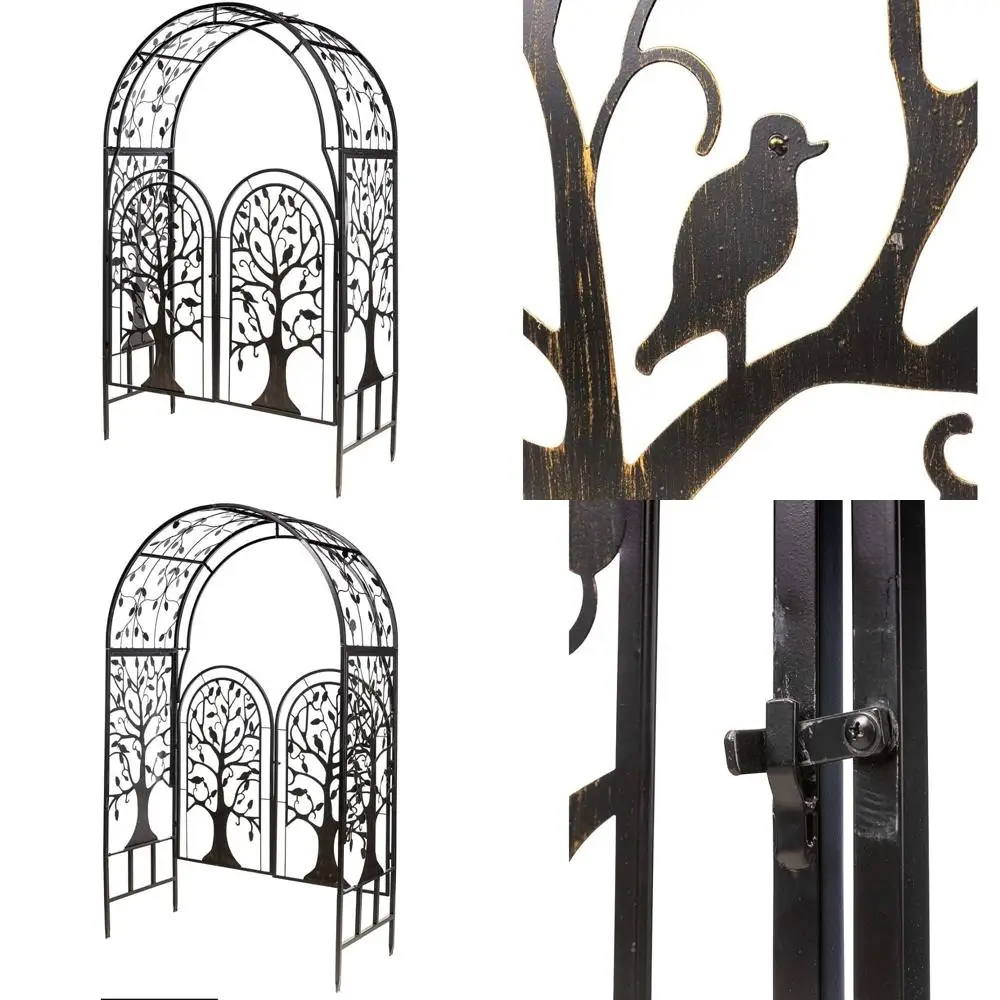 

Металлическая садовая беседка «Древо жизни» с арочными воротами — лазерная резка, поддержка растений, сталь, фокусная точка для ландшафта