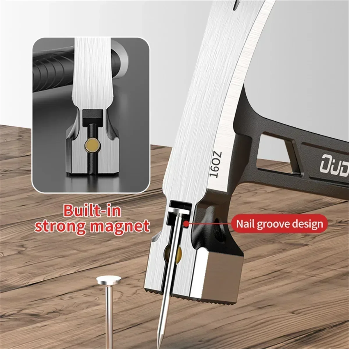 Steel For 2023 Multifunction Woodworking Tool Hammer Magnetic Non-slip Hammer Shockproof Automatic Hand Claw Suction Nail Hammer