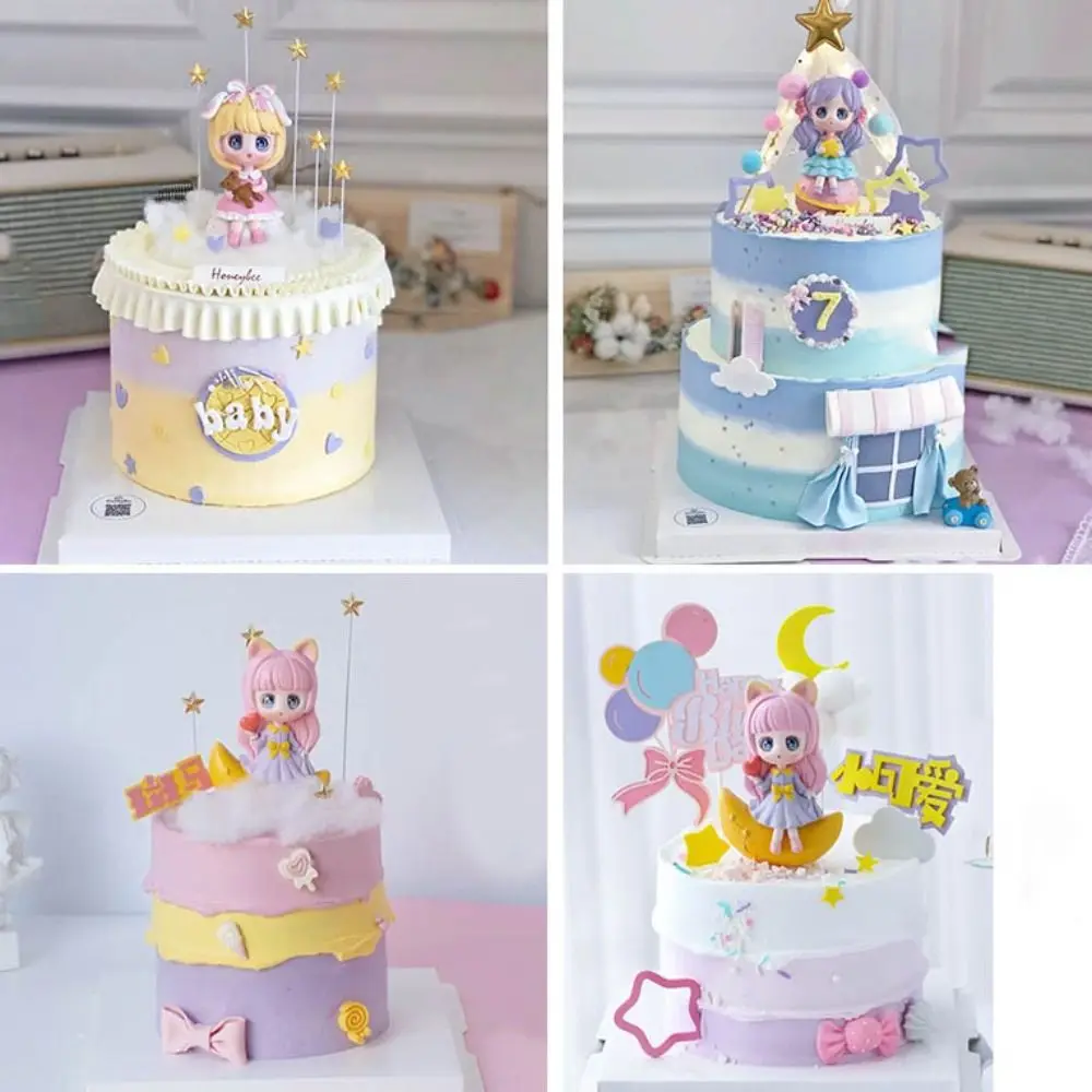 Fashion PVC Anime Figure Cake Topper Girl DIY Cake Decorate Colorful Cake Decorating Supplies Angel ornaments Home