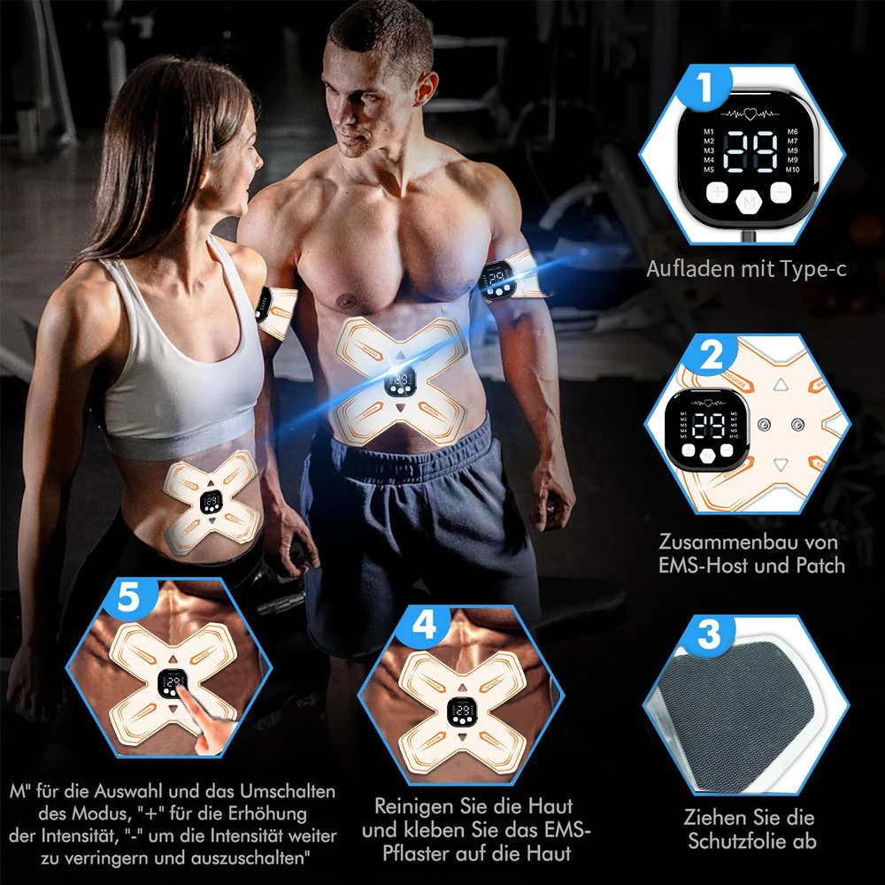 EMS Muscle Stimulator Smart Abs Trainer Wireless Body Sculpting Fitness Workout Gear Home Gym Equipment For Abdomen Arm Leg