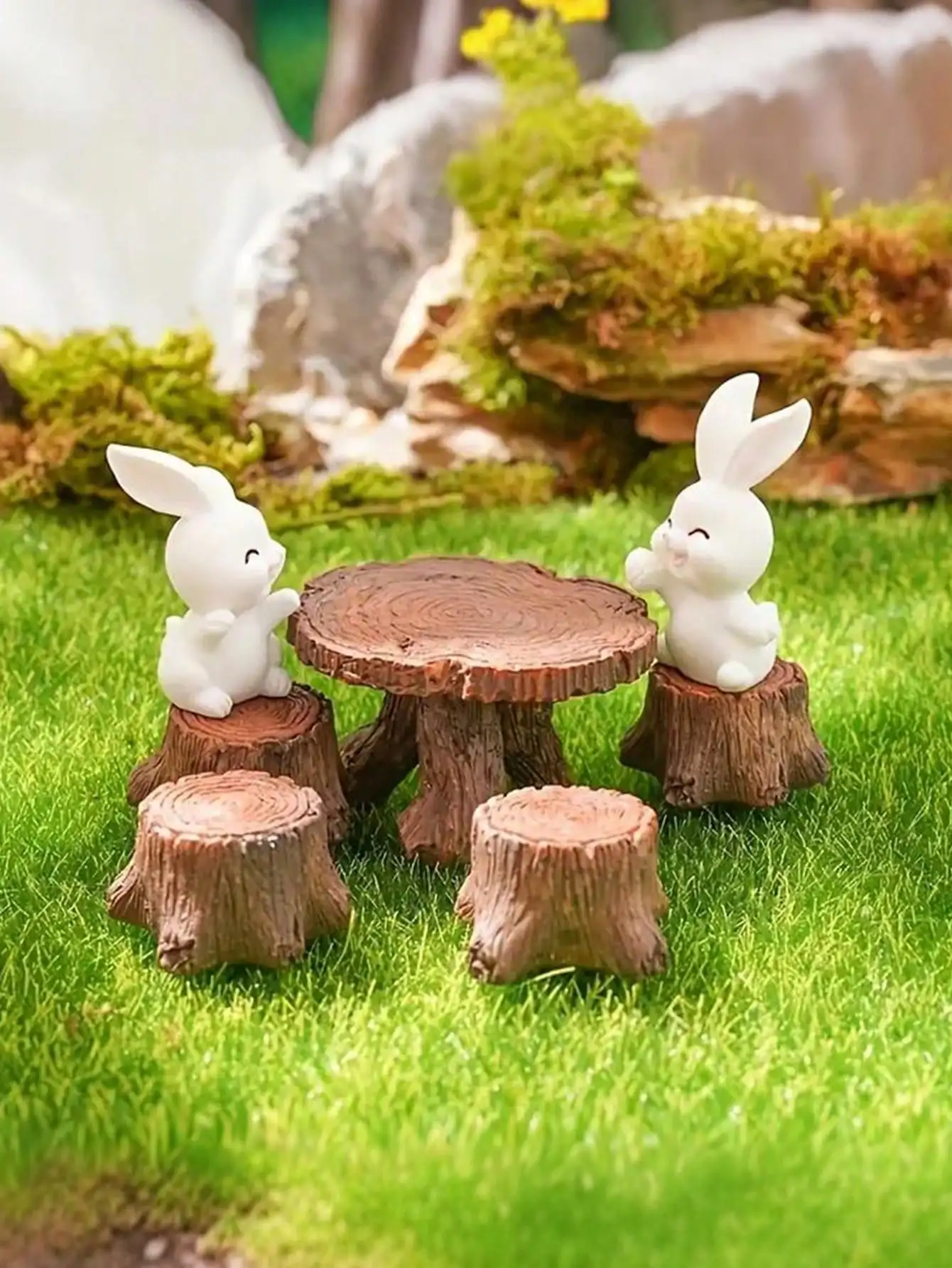 5 miniature tree stump garden art accessories resin decoration, garden landscape accessories, resin creative crafts image 3