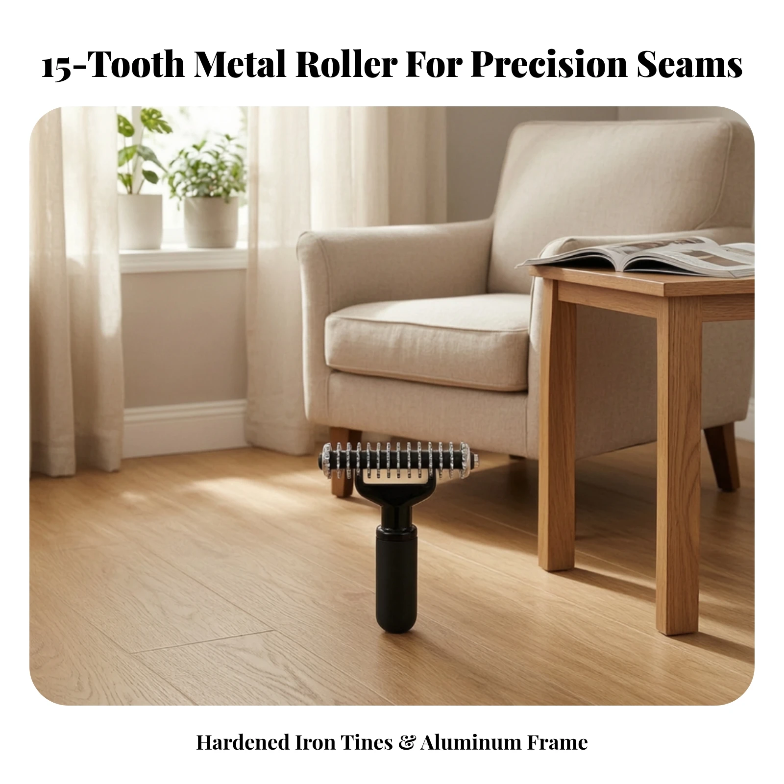 Handheld Carpet Roller with Toothed Iron Rollers Serrated Carpet Installation Roller Flooring Tool Non-Slip Easy to Use