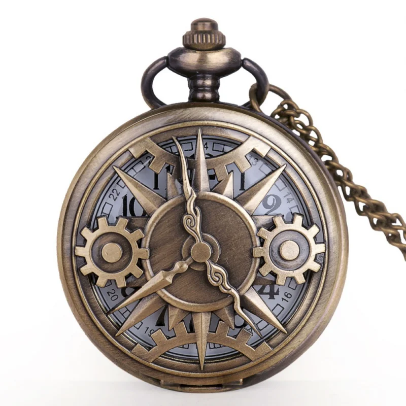 New Steampunk Nostalgic Gear Hollow Quartz Watch Pocket Necklace Gift Chain Pocket Watch Man Boy