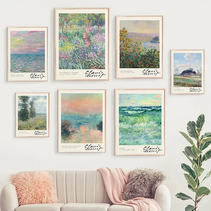 Claude Monet Classic Artwork Collection Print Poster Nature Landscape Canvas Painting Wall Art For Living Room Home Decoration