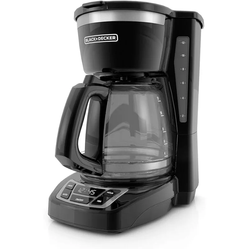 BLACK + DECKER-cafetera Digital programable, 12 tazas, CM1160B, filtro de cesta lavable, taza automática