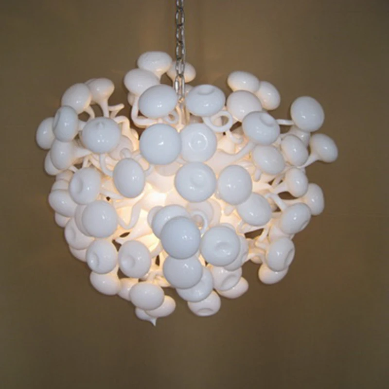 

Creative Design White Mushroom Glass Lighting High Hanging Light Fixtures LED Hand Blown Glass Chandelier