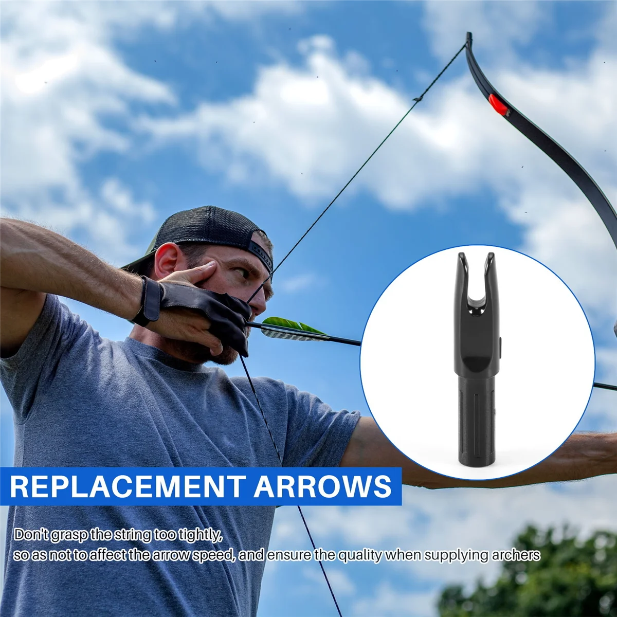 

60 Pack Archery Arrows Nock ID 6.2mm Arrows Nocks Insert Tail for DIY Hunting Shootings Arrows Compound Recurve Bow XQ