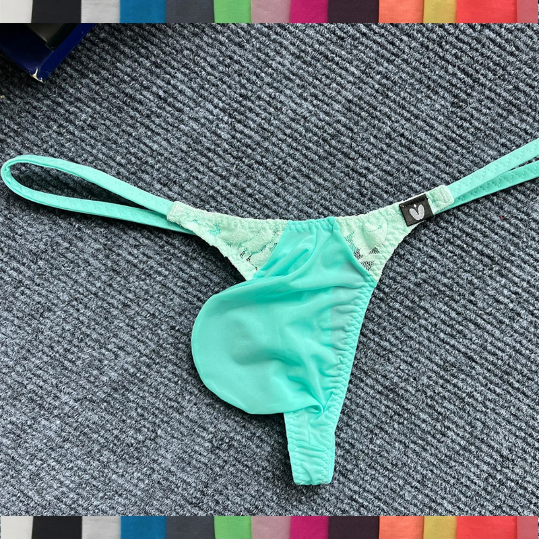 남자의 큰 가방 낮은 허리 레이스 가죽 끈 신축성있는 g-문자열 주머니와 시시 편안한 팬티 섹시한 게이 속옷