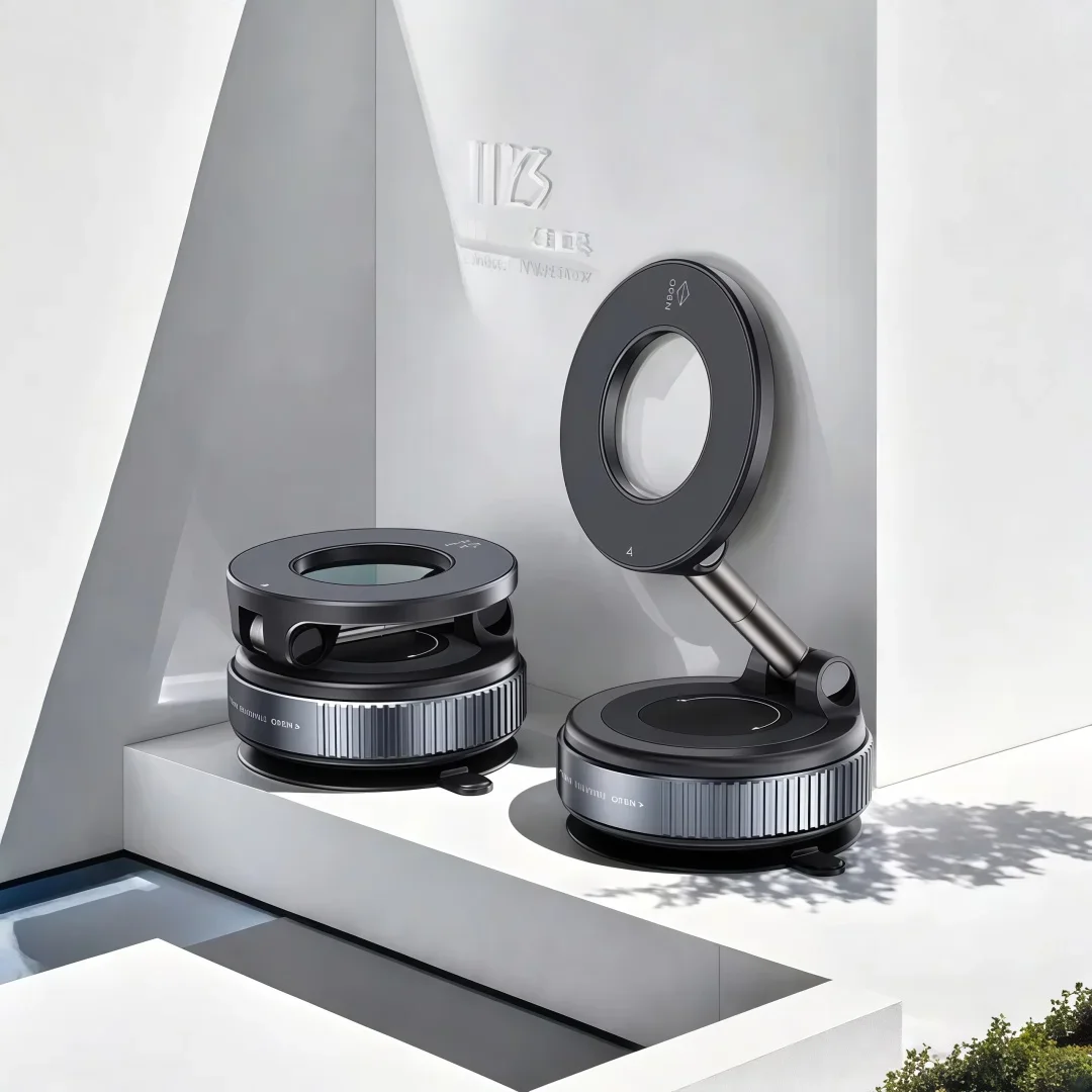 Magnetic Vacuum Phone Holder Car Mount Vacuum Adsorption Car Phone Mount Foldable Car Navigation Holder for Gym Bath Shower