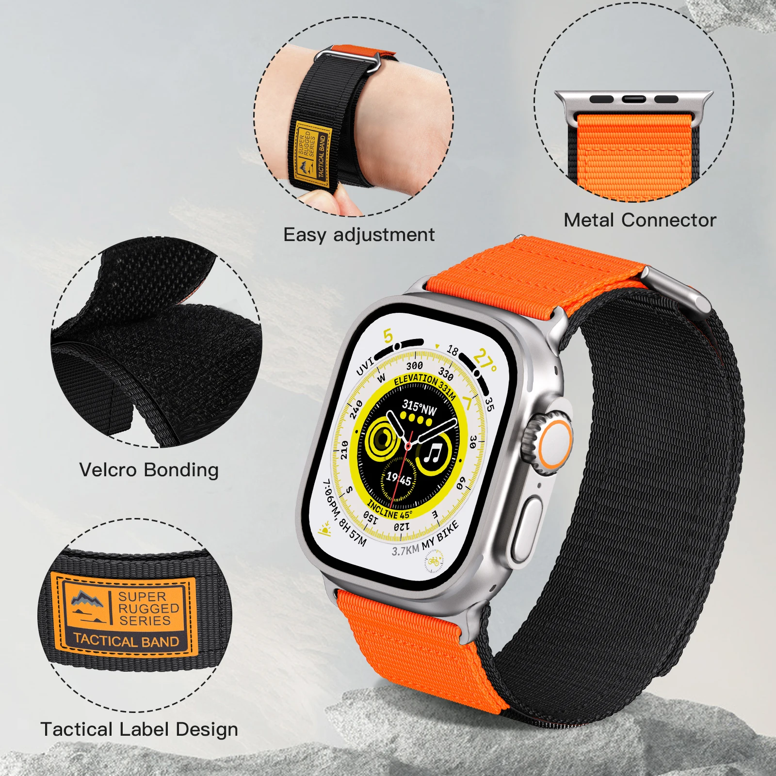 Super rugged-nylon hodinky pás pro jablko hodinky ultra2 pás 49mm 45mm 44mm 42mm, pro jablko hodinky uitra pás 9/8/7/6/5/4/3/se/ultra2