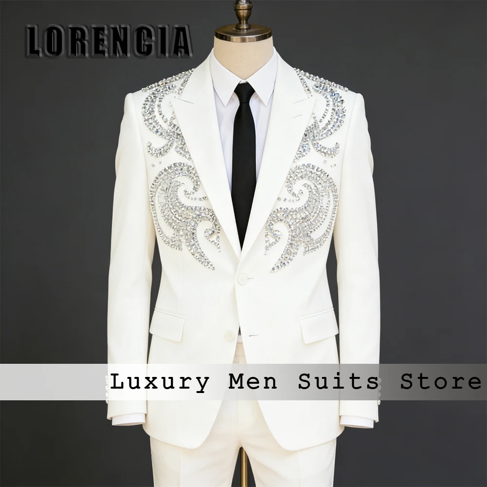 

Elegant Diamond Suits for Male 2 Pcs Single Breasted Wedding Party Tuxedo Set 2025 Customized Blazer Pants trajes para hombre