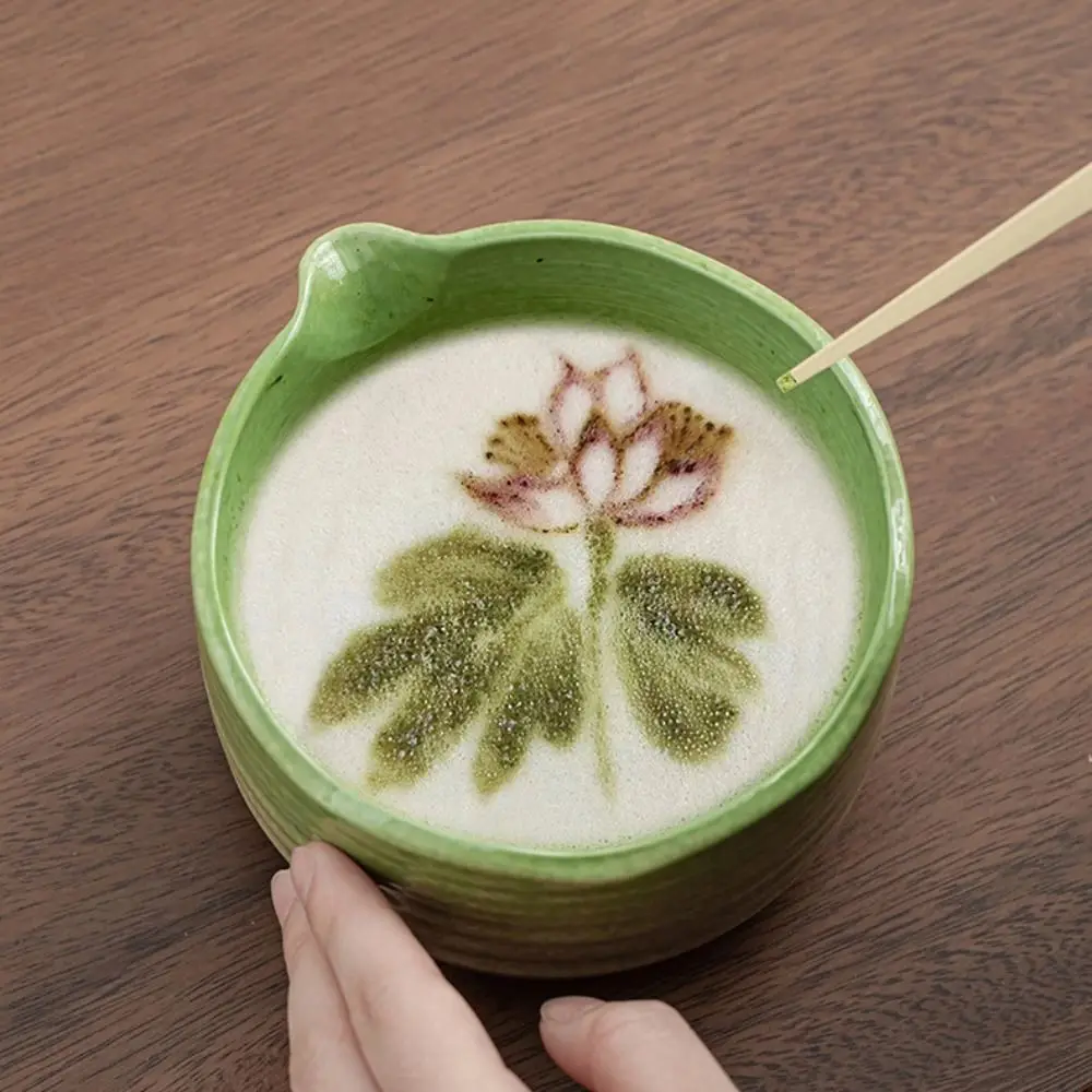 وعاء ماتشا من السيراميك التقليدي قابل لإعادة الاستخدام بسعة كبيرة وعاء خلط ماتشا سهل التنظيف وعاء شاي مقاوم للحرارة لحفل الشاي
