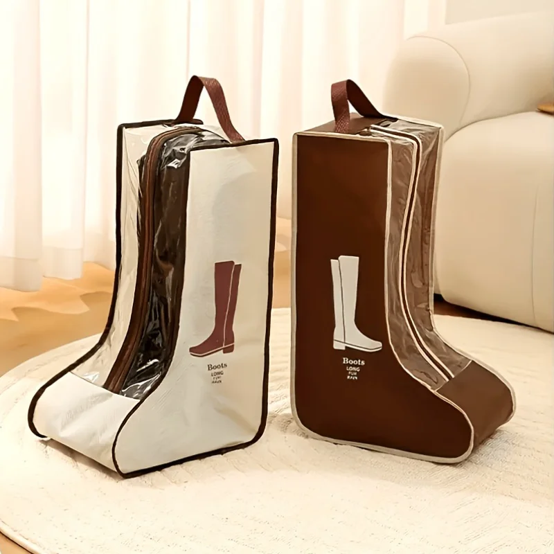 1 Stück transparente Schuhtasche im Vintage-Stil mit Tragegriff für flache Schuhe, Stiefeletten und High-Top-Stiefel, Reise-Schuh-Organizer