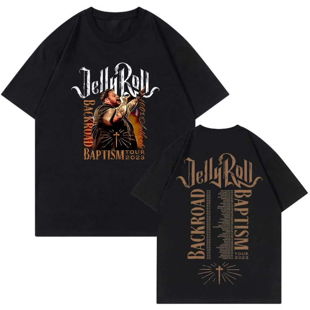 

Men's and women's gelatin t-shirt, short sleeve t-shirt, backroad, baptism, tour merch, fashion round collar, hip-hop clothing,