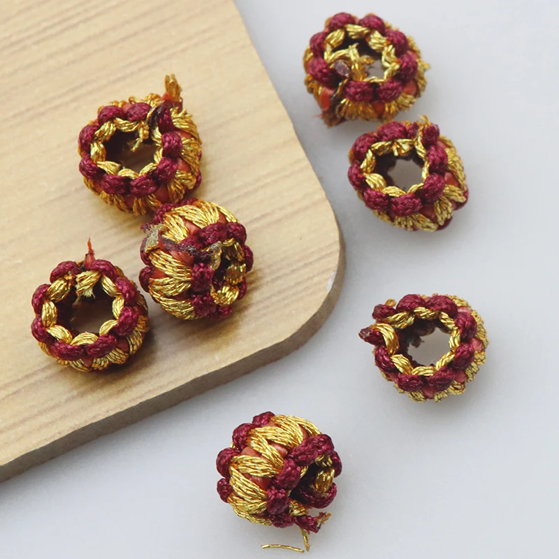 15PCS 7MM Chinese Knot Woven Buckle Gold Rope Buckle Bead Ring Knot Tassel Hat Cushion Bead Bracelet Necklace DIY Jewelry Making