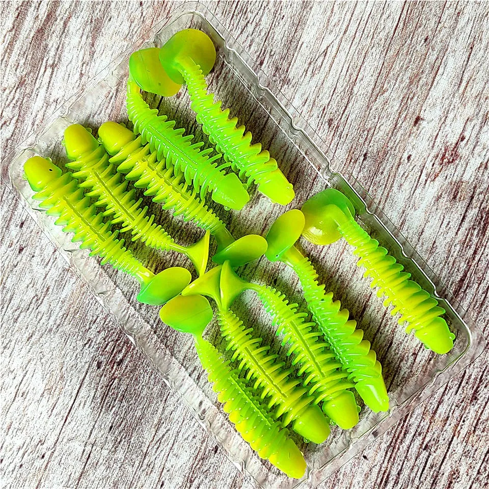 Swolfy 10pcs Soft Lures Silicone Worms Baits 6cm/2.4g Jigging Wobblers Fishing Lures Artificial Swimbaits For Bass Carp Tackle