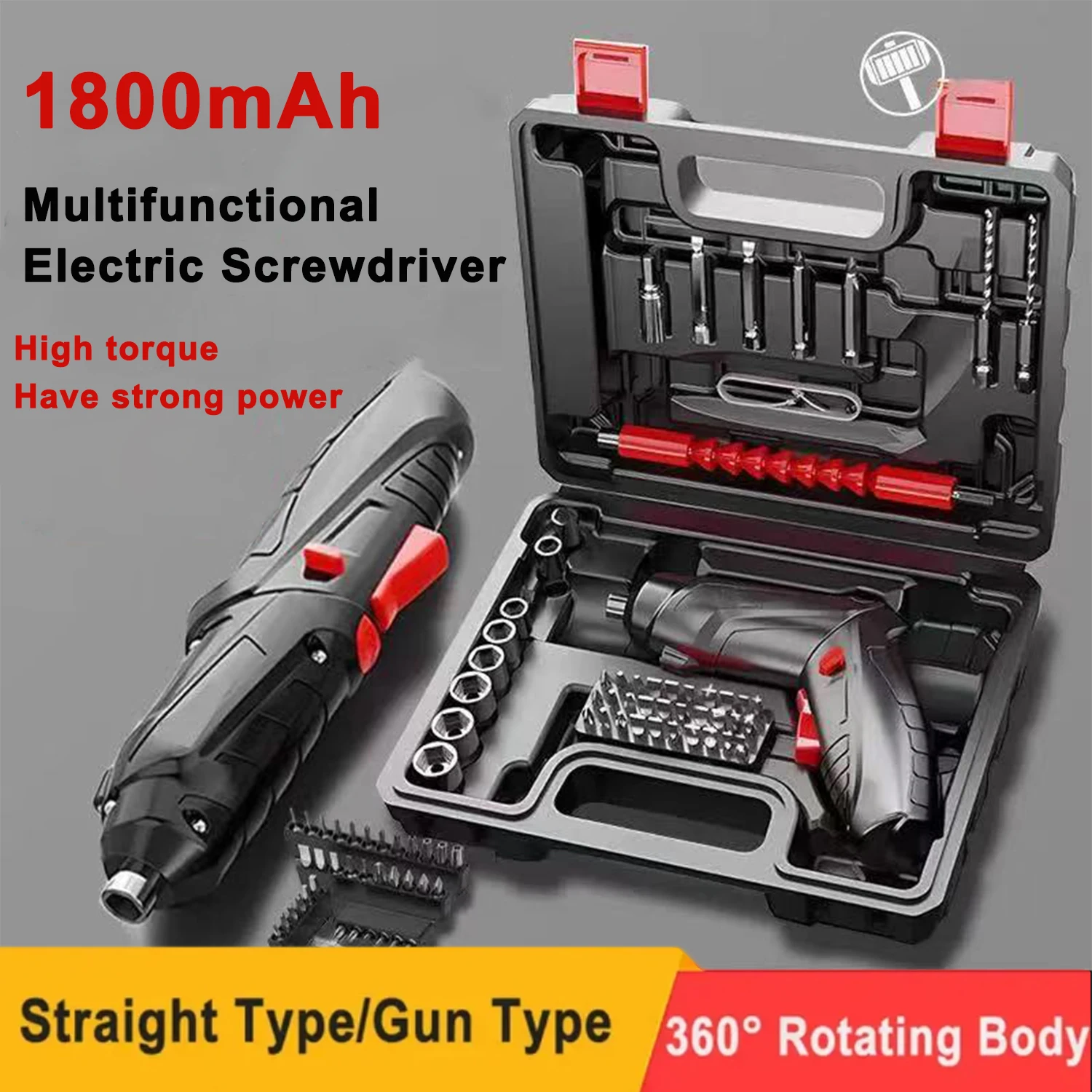 

47 PCS 3.6V Electric Screwdriver Set 1800mAh Battery Powered Portable Cordless Electric Screwdriver Household Maintenance Power
