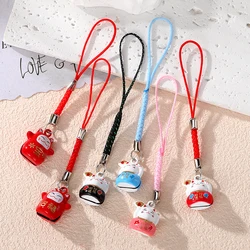 1pc/3pcs Fan Flower Lucky Cat Mascot Keychains Keyring For Women Cute Creative Sound Bell Kitty Bag Box Cellphone Chain Jewelry