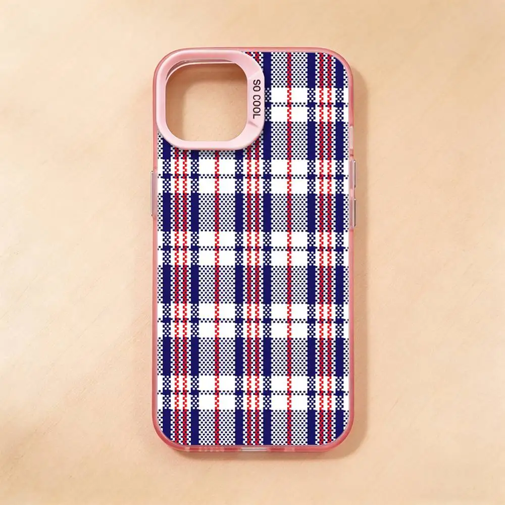 Block Match Plaid Phone Case for iPhone 17 16 Pro Plus 15 14 13 Max Mini 12 11 X XS Air Shield Bumper