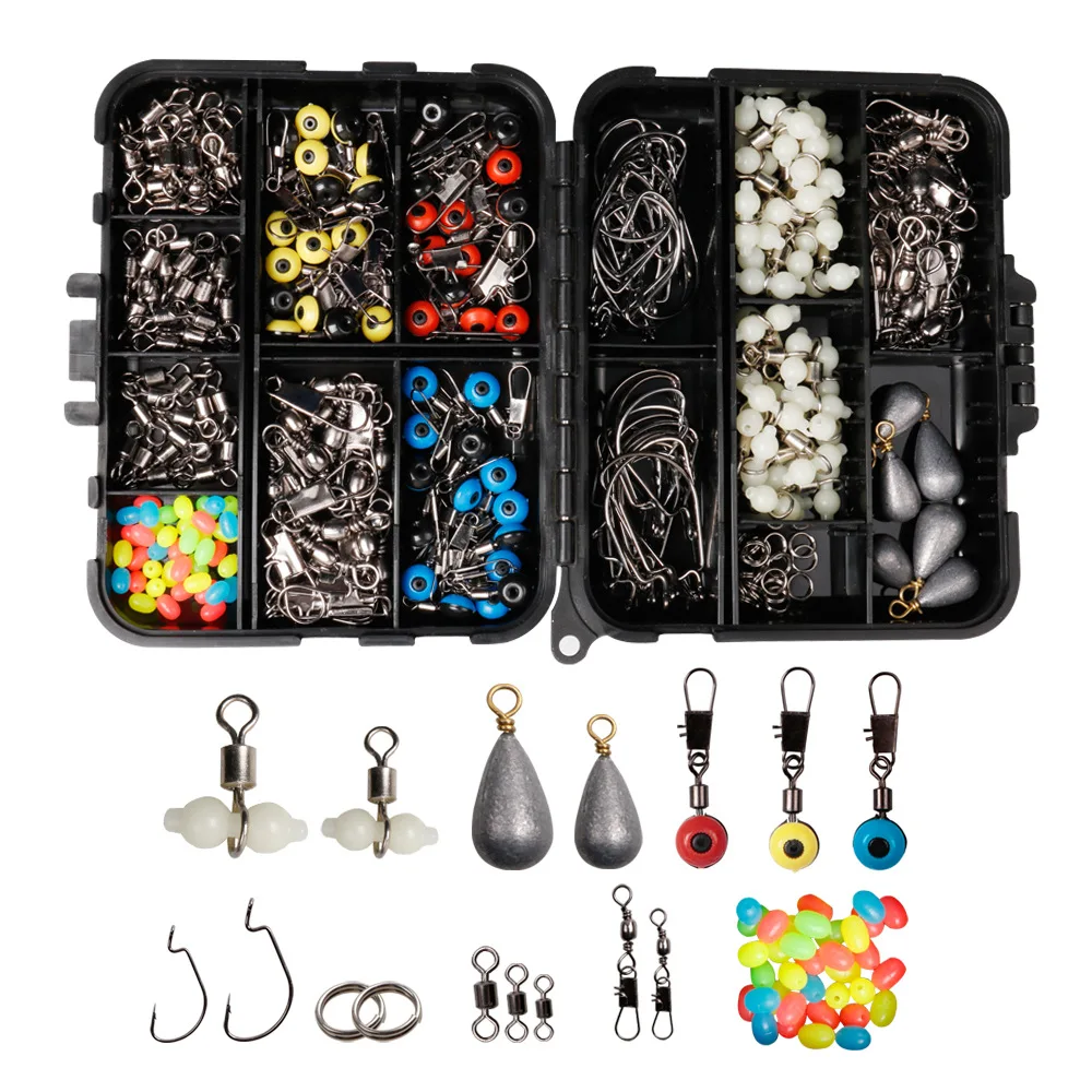 Snada 251 Fishing Accessories Set Sea Fishing Tackle Set Hook Lead Sinker 8-character Ring Crank Hook Box