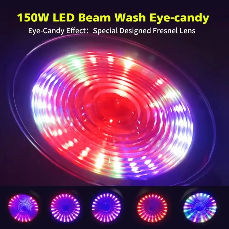 150W 4in1 RGBW Zoom Wash LED Moving Head Projection Light DMX512 Background Fixture for Mobile Party Stage Performances