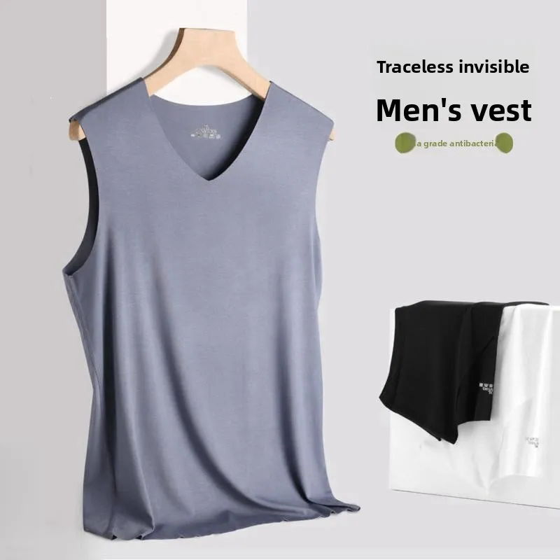

Ice Silk V-Ne Tank Top Men's Fitn Vest Svel T-irt Summer Busin Casual Sle Comfortable Underwear Base irt