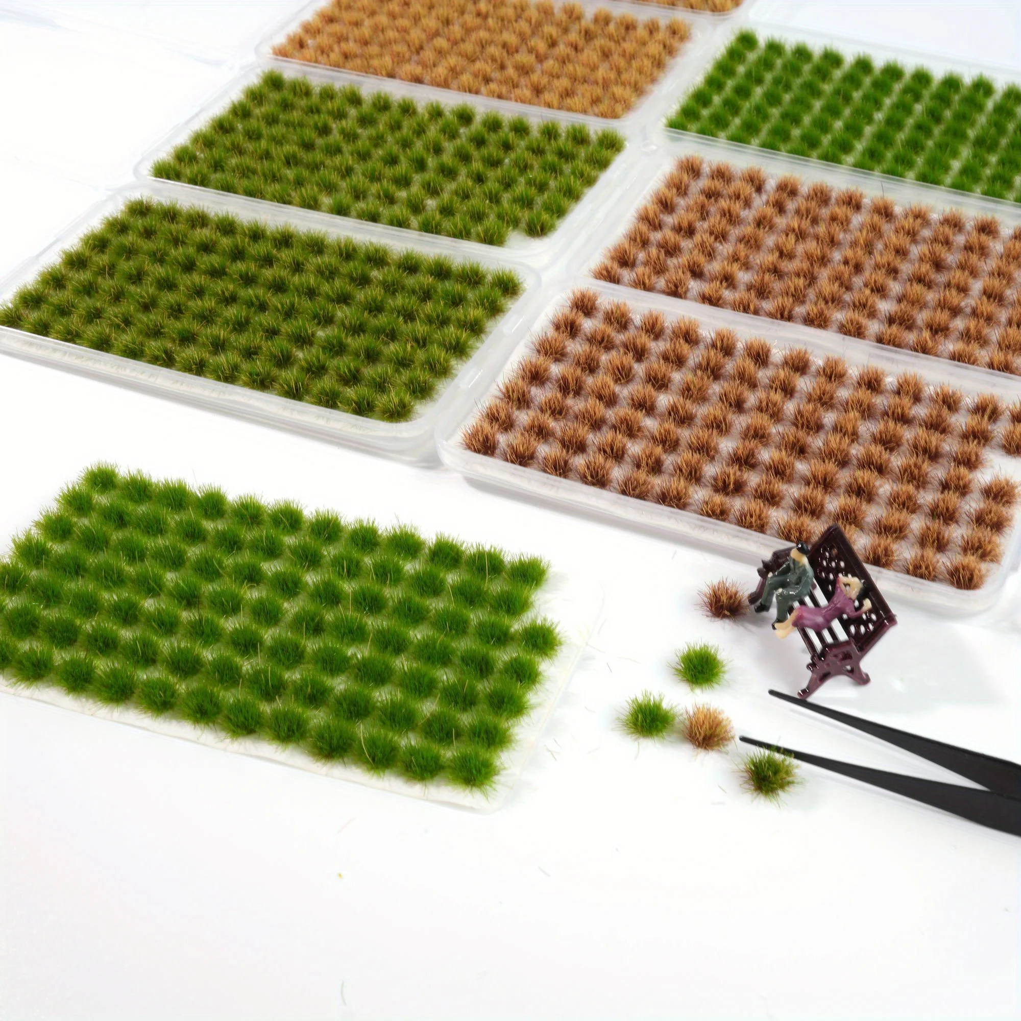 182tufts Static Model Grass Tuft with 1pc Tweezer2Box of Model Grass Tufts Terrain Model Kit for Patios Static Grass Tufts Grass