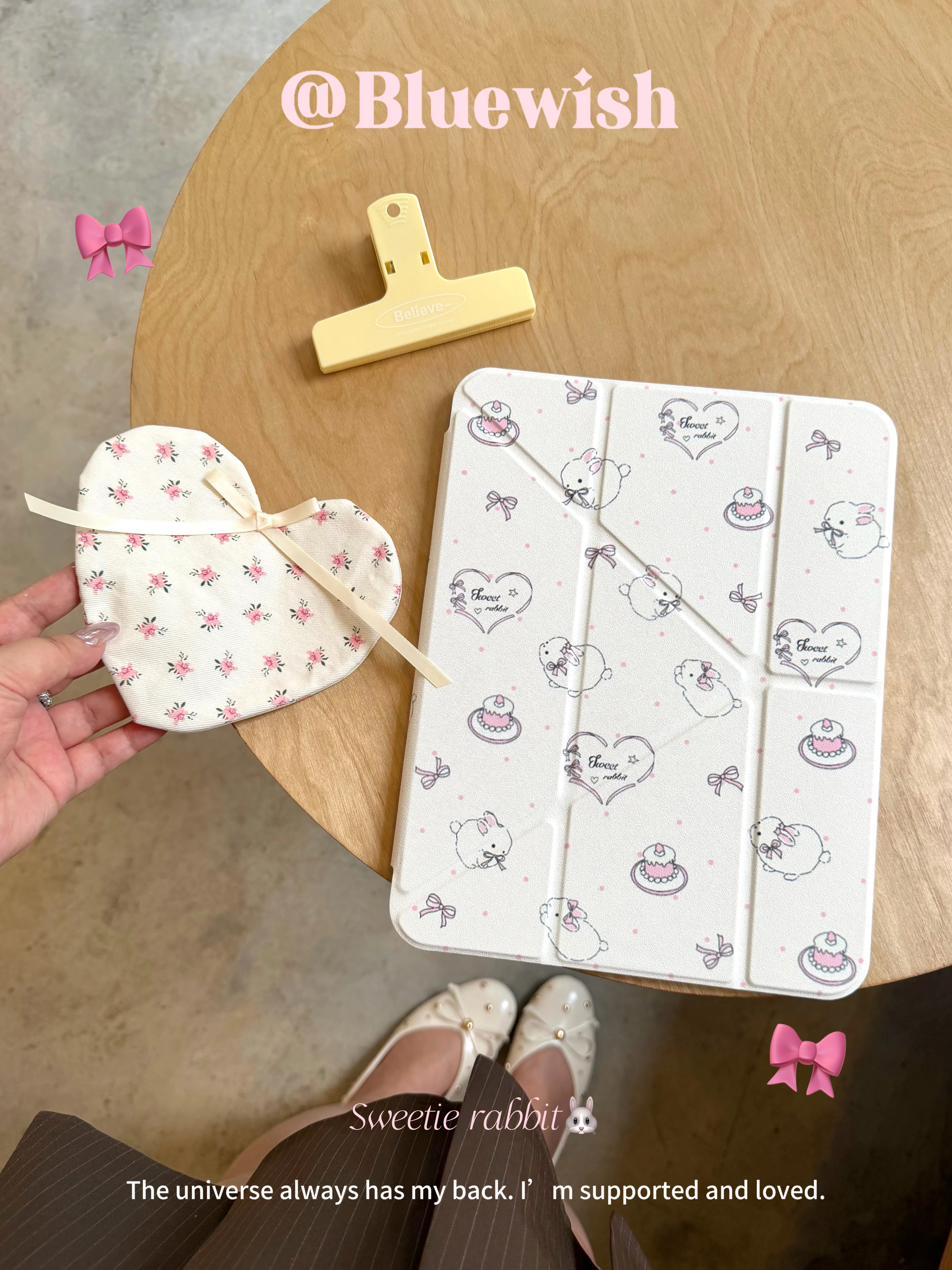 Pink Bunny Polka Dots Tablet Cas For iPad Air 11 iPad 10th Gen 11th A16 Mini6 7 13in Pro11 4 5 10.9in 12.9 M4 M5 Holder Case