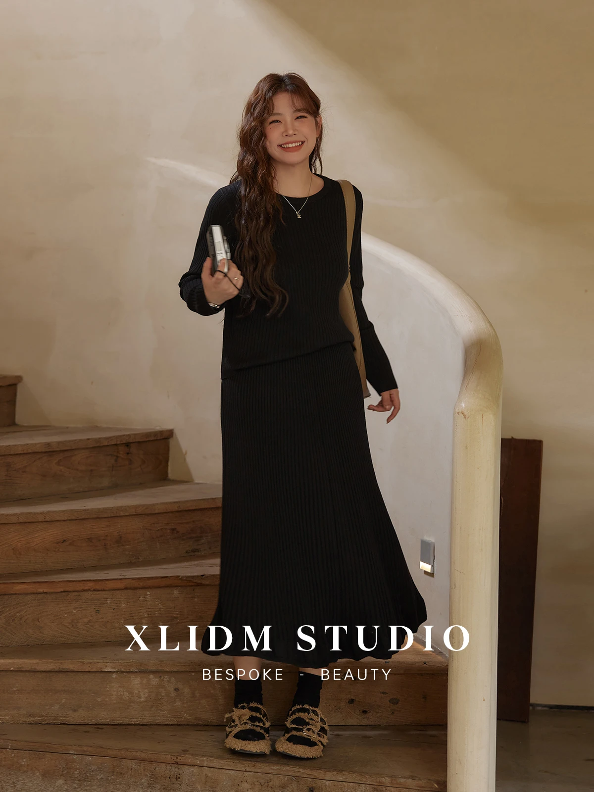 

Вязаный комплект больших размеров XLIDM с текстурой искусственной австралийской шерсти f Юбка Осень Зима Faion круглый костюм из двух предметов для ...