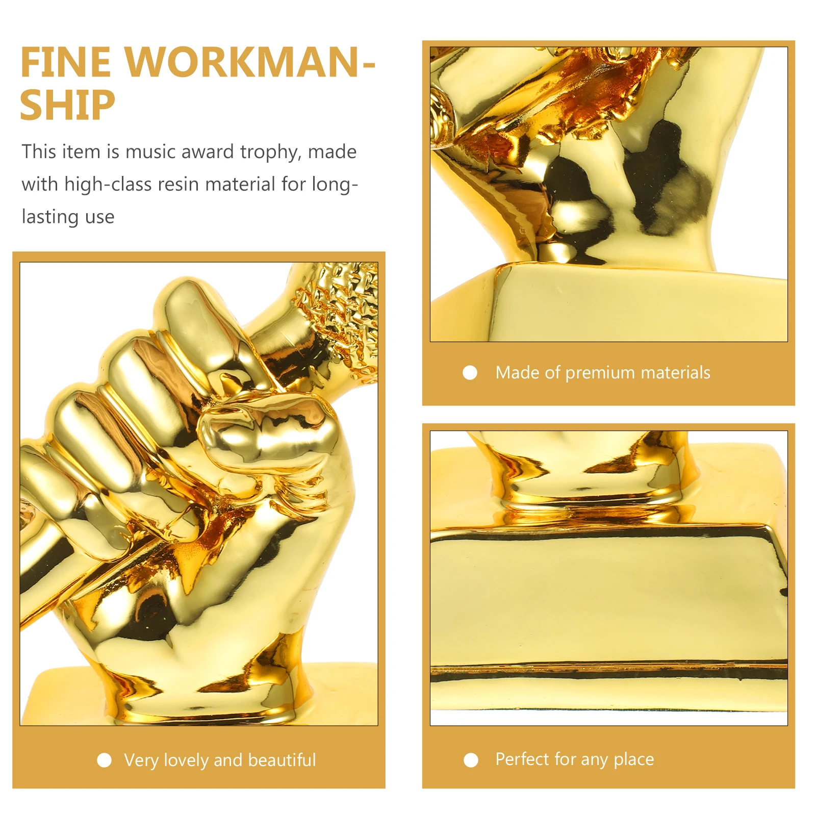 

Resin Microphone Trophy Golden Color Singing Award Competitions Kids Honor Exquisite Craftsmanship Durable Classroom Supplies