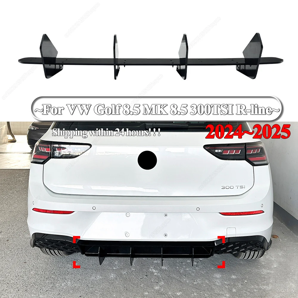 

Задний бампер автомобиля с 4 ребрами, диффузор Canard Lip Splitter для Volkswagen Golf 8,5 MK 8,5 300TSI R-line 2024-2025, комплекты кузова, тюнинг, черный