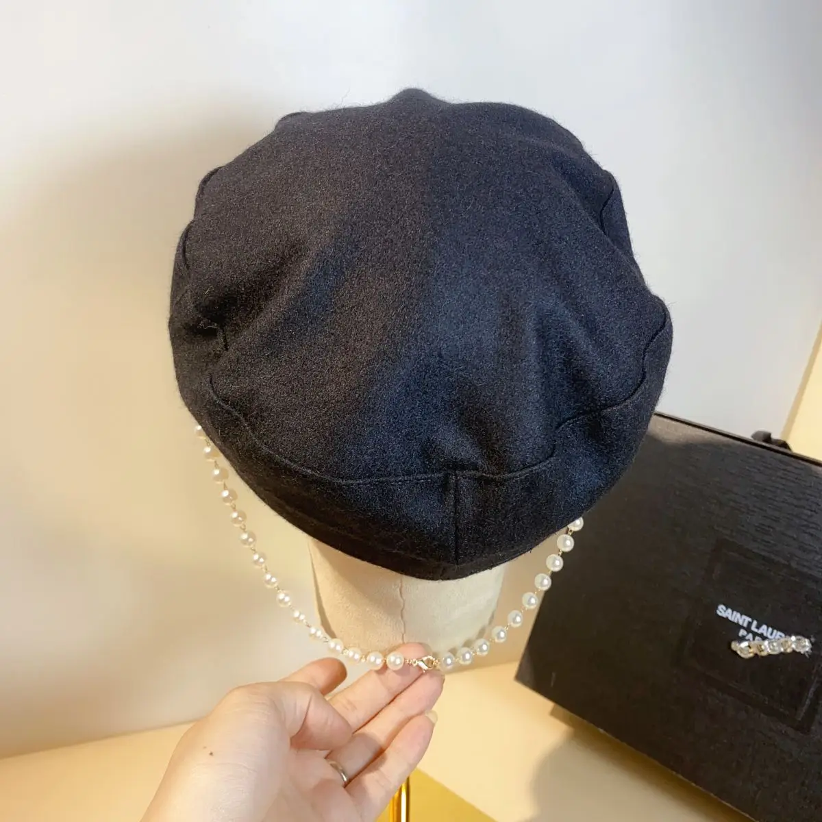 Auchan wool-blend rhinestones multi-style navy hat outdoor outing chain flat top duck tongue berley cotton linen newsboy hat