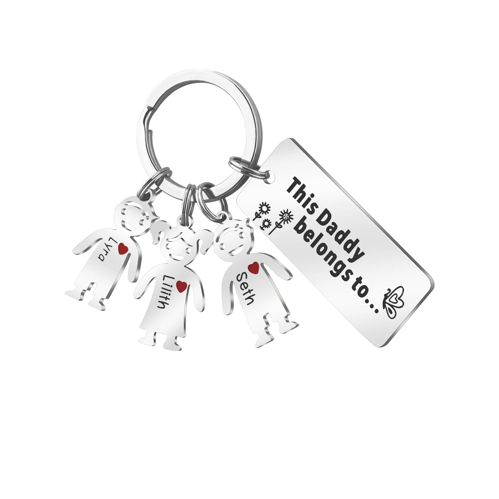 Benutzerdefinierte Familie Namen Keychain Dieses Papa Gehört zu Keychain Personalisierte Vatertag Geschenk – Detail 5