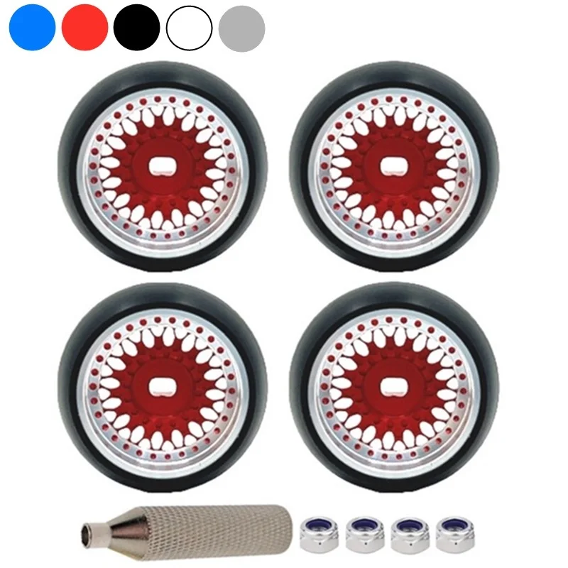 

4pcs 1.5° Hard Plastic Tires and Metal Wheel Rim for Wltoys 284131 K969 K979 K989 K999 P929 P939 1/28 RC Car Upgrades Parts