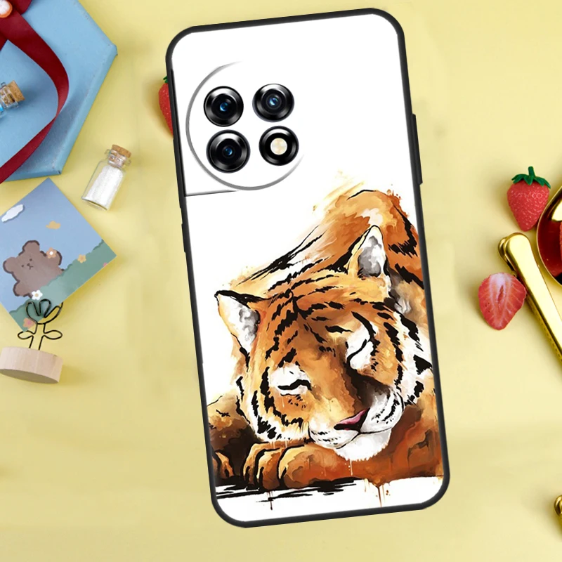 حافظة فنية على شكل نمر حيواني لهاتف OnePlus 13T 13R 12 12R 15 13 11 10 10T 8T Nord 5 CE 2 3 4 Lite Nord N20 N30