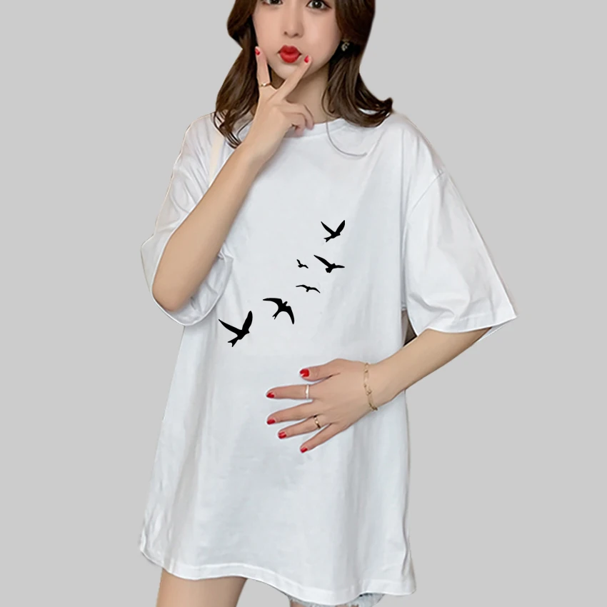 

Swallow Cartoon Fashion Printed Pregnant T Shirt Girl Maternity Short Sleeve Pregnancy Shirt Mom Clothes Women Add Your Design