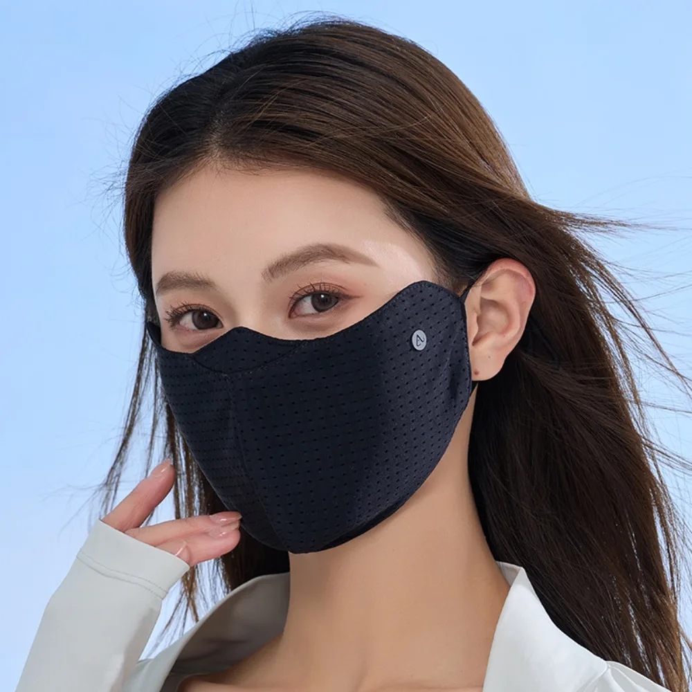 New High Quality Breathable Ice Silk Mask Washable Anti-UV Sunscreen Mask Dustproof Mesh Face Cover Scarf Outdoor Sports