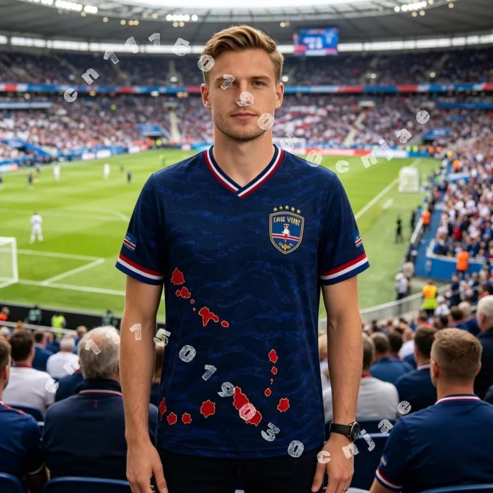 2026 Summer Hot Sell Cabo Verde Blue Ocean Wave Soccer Jersey Oversized Quick Dry Breathable Tee Fan Streetwear Family Kids Tee