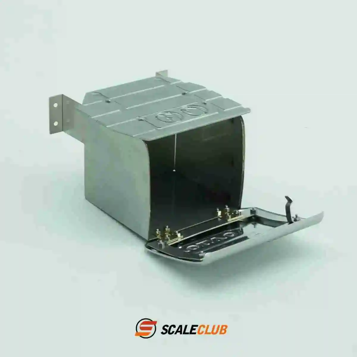 Scaleclub Simulation Metall Edelstahl Abgastank Auspuffbox Upgrade Teile für Tamiya LESU 1/14 RC Regal Truck Spielzeugmodell