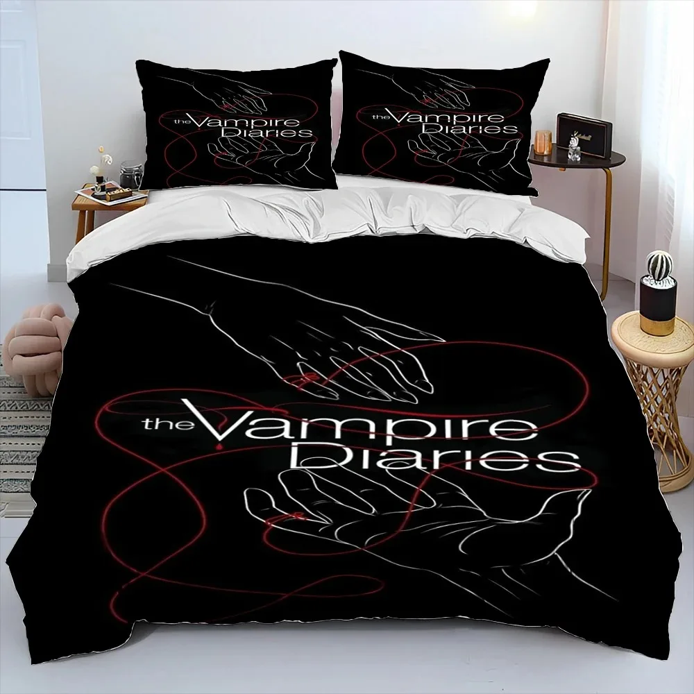 Das Bettwäsche-Set „The Vampire Diaries“ mit 3D-Druck, bestehend aus Bettbezug, Bettdecke und Kissenbezug, in den Größen King, Queen und für Kinder – ein ideales Geschenk. – Detail 5