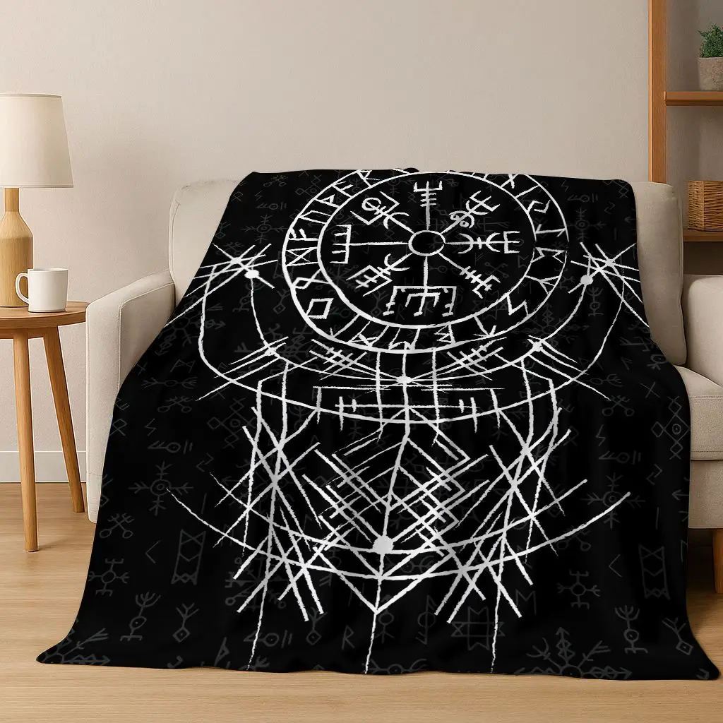 

Nordic Viking Warrior Symbol Valhalla Valknut Rune Flannel Blanket,Cozy Soft Throw Blanket for Home Bedroom Bed Sofa Cover Gift