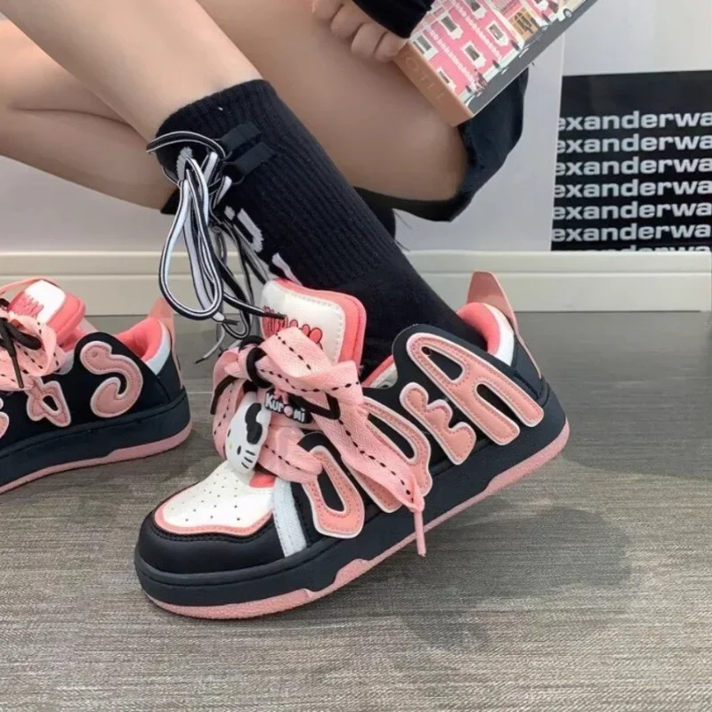 Anime Kawaii Sanrio Board Shoes para Meninas, Sweet Hello Kitty Cartoon, Tênis Esportivos Casuais, Kawaii, Fofos, Kawaii, Kt Cat, Feminino, Moda, Presentes