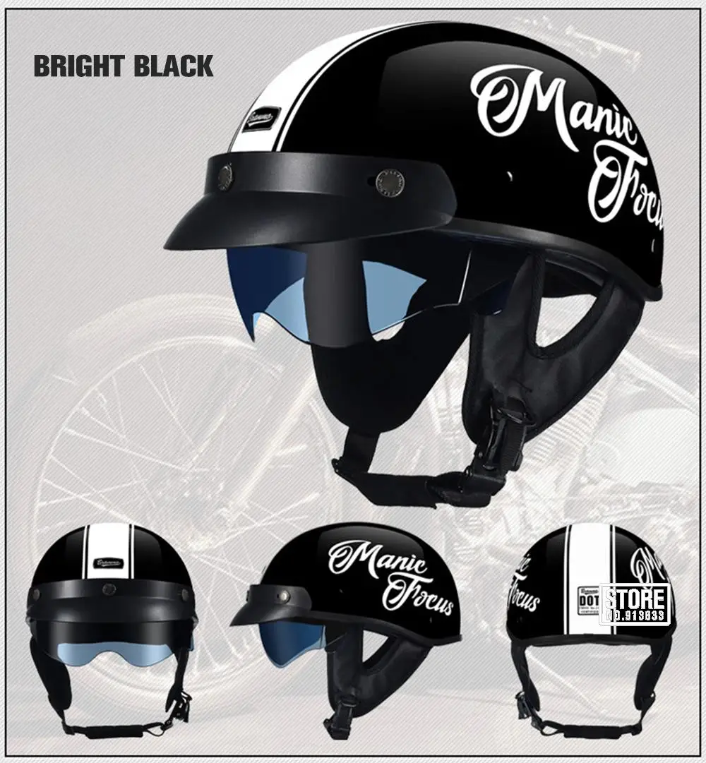 Retro Motorrad Helm DOT Zertifizierung Moto Helm Männer Frauen Halb Helm HD Objektiv Casco Vier Jahreszeiten Reiten Roller Capacetes – Detail 24