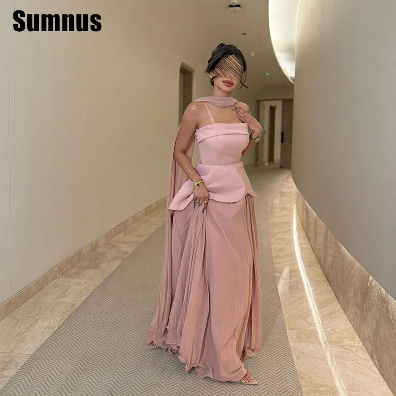 

SUMNUS Elegant A-Line Evening Dress Simple Contrast Color Floor-Length Sleeveless Celebrity Formal Gowns فساتين سهرة Customized