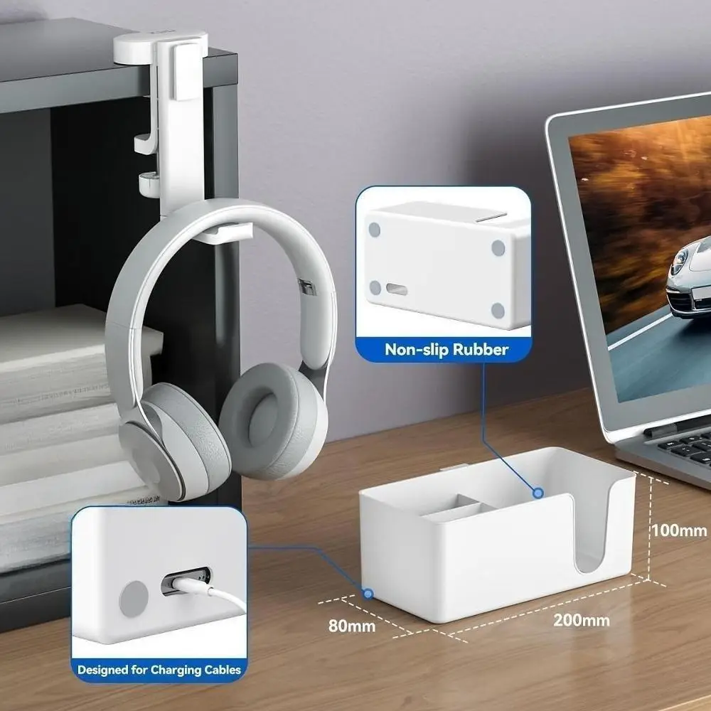 

New 4-in-1 Tableside Storage Box 360° degree Rotating Metal Desk Side Box Multifunctional Removable Water Cup Holder School
